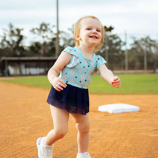 Baseball Buddies Skirted Bamboo Onesie Blue/Multi - Dresses - 2