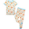 Chasing Waves Surfboard Two-Piece Bamboo Short Sleeve Kids Pajama Pants Set Beige/Multi - Mixed Apparel Set - 1 - thumbnail