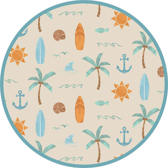 Chasing Waves Surfboard Two-Piece Bamboo Short Sleeve Kids Pajama Pants Set Beige/Multi - Mixed Apparel Set - 4