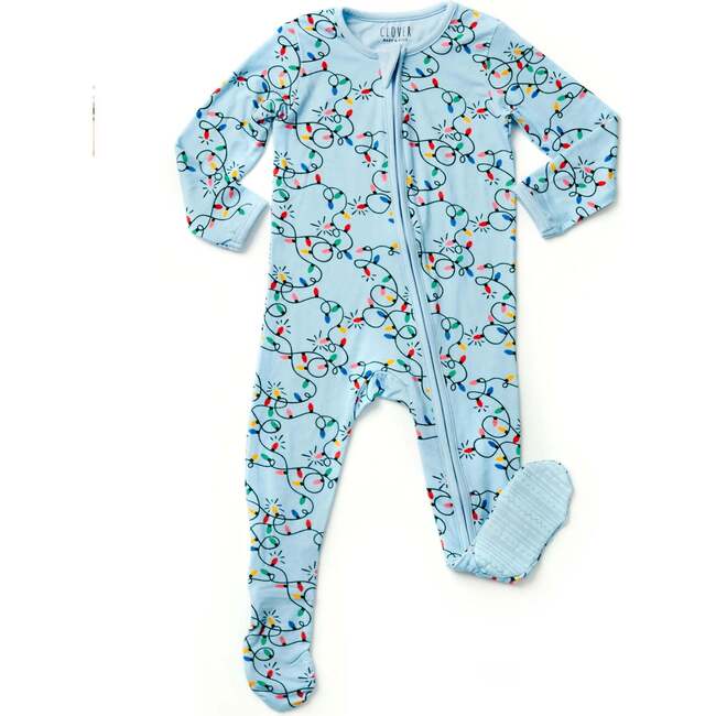 Soft & Stretchy Zipper Footie, Holiday Lights - Footie Pajamas - 1