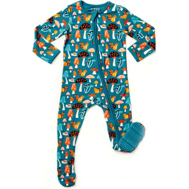 Soft & Stretchy Zipper Footie, Mushroom Forest - Footie Pajamas - 1