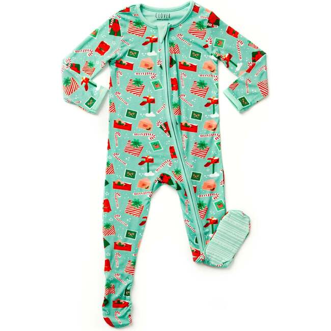 Soft & Stretchy Zipper Footie, Santa Mail - Footie Pajamas - 1