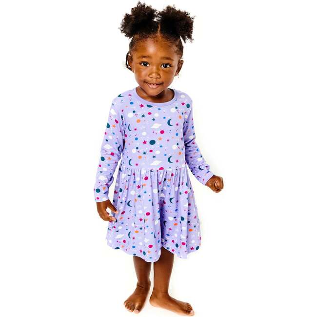 Stretchy Long Sleeve Twirl Dress, Luna Lavender - Pajamas - 2