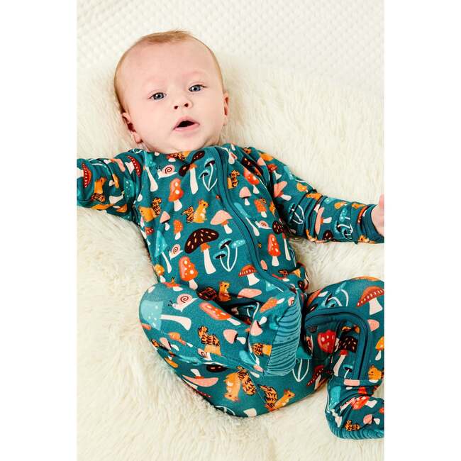 Soft & Stretchy Zipper Footie, Mushroom Forest - Footie Pajamas - 2