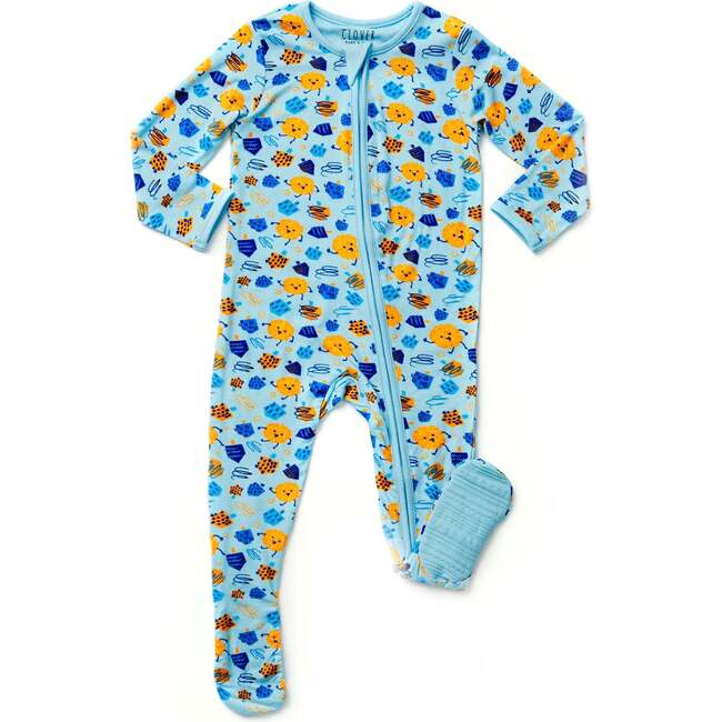 Soft & Stretchy Zipper Footie, Hanukkah Dreidels - Footie Pajamas - 1