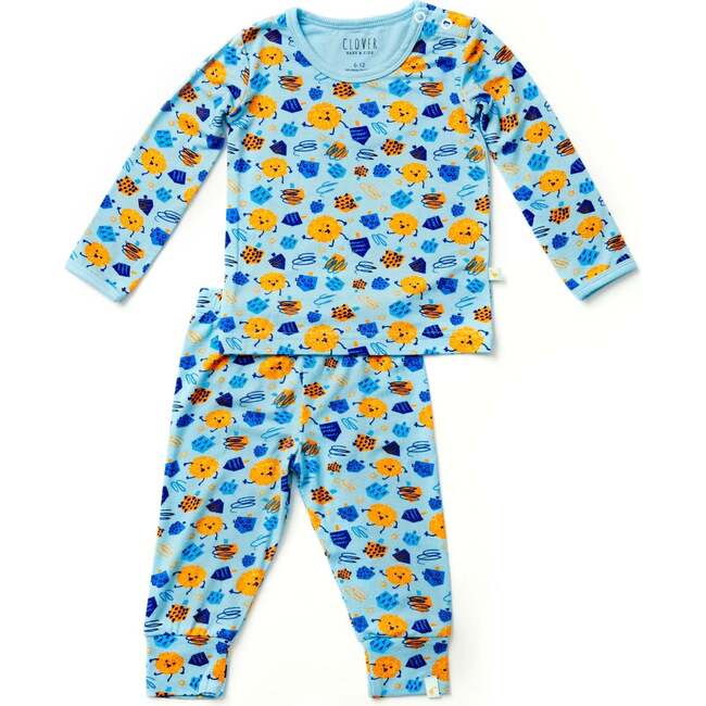 Long Sleeve Pajama Set, Hanukkah Dreidels - Pajamas - 1