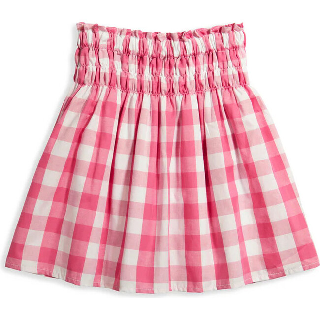 Smocked Skirt, Raspberry Check