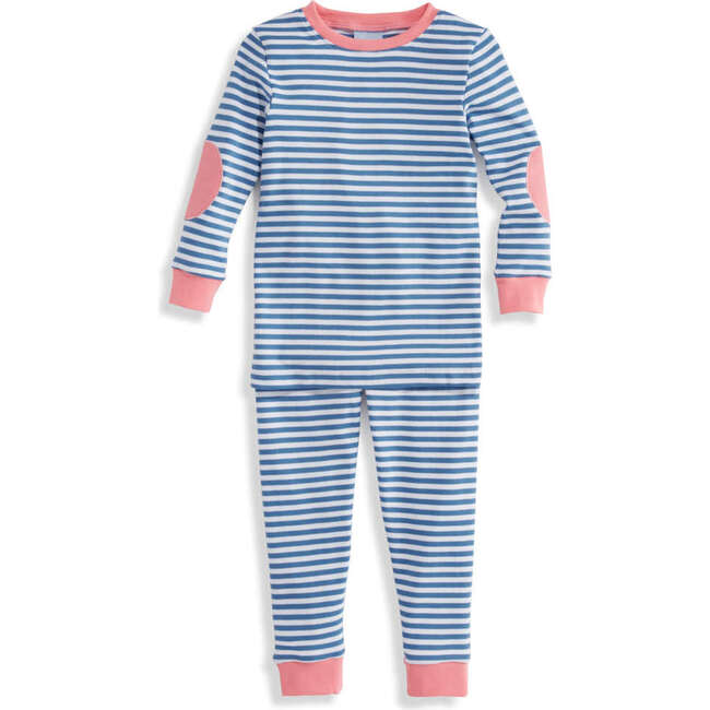 Striped Palmer Pima Jammies, Royal Stripe with Flamingo