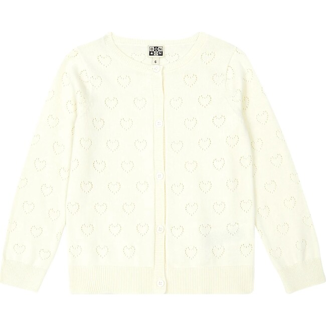 Openwork Hearts Knit Cardigan ,  Cream