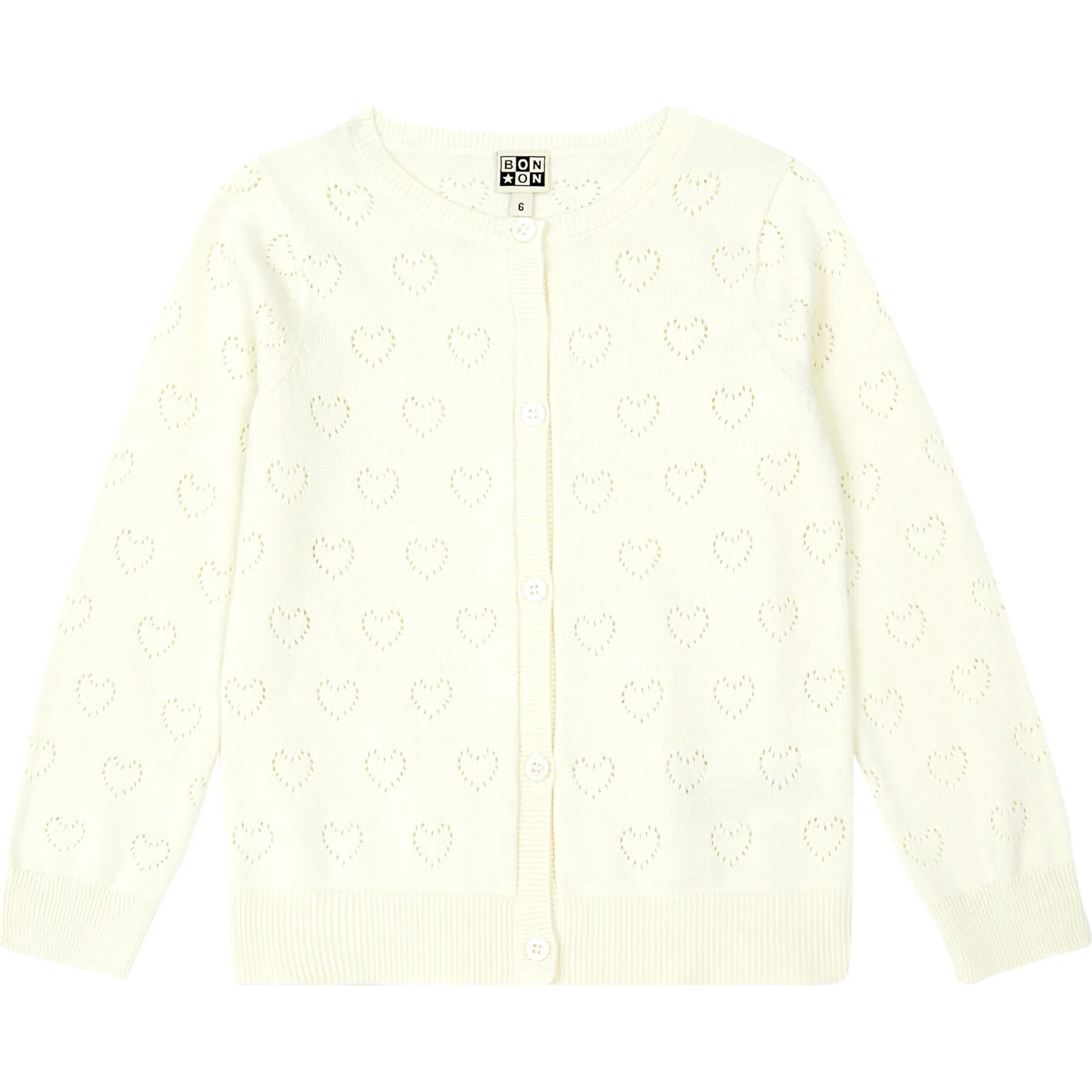 Openwork Hearts Knit Cardigan ,  Cream - Sweaters - 1