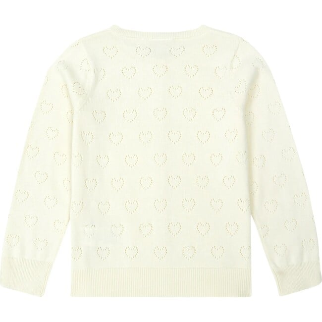 Openwork Hearts Knit Cardigan ,  Cream - Sweaters - 2