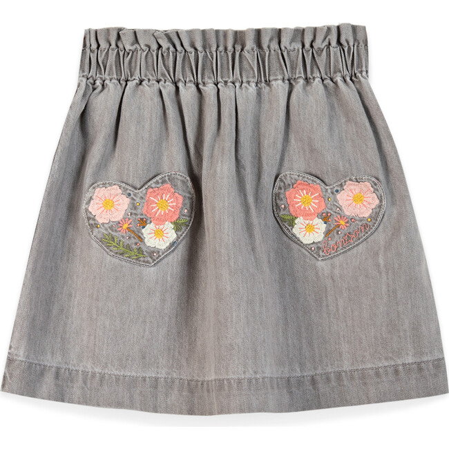 Soft Grey Embroidered Douchka Skirt