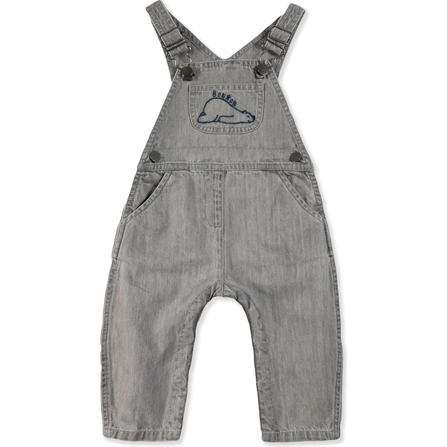 Soft Grey Embroidered Icare Baby Overalls - Jumpsuits - 1