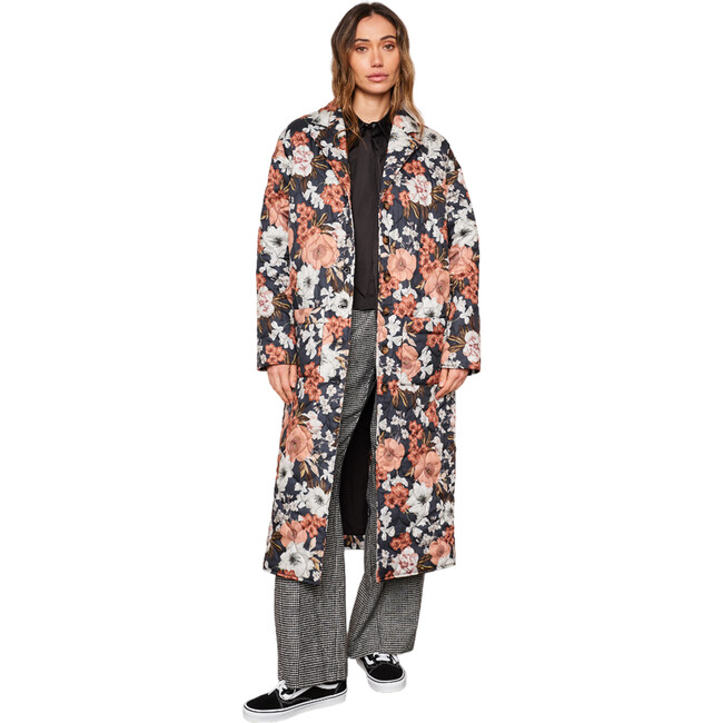 Women's Ginny Notched Collar Front Patch Pocket Button-Up Coat, Autumn Floral