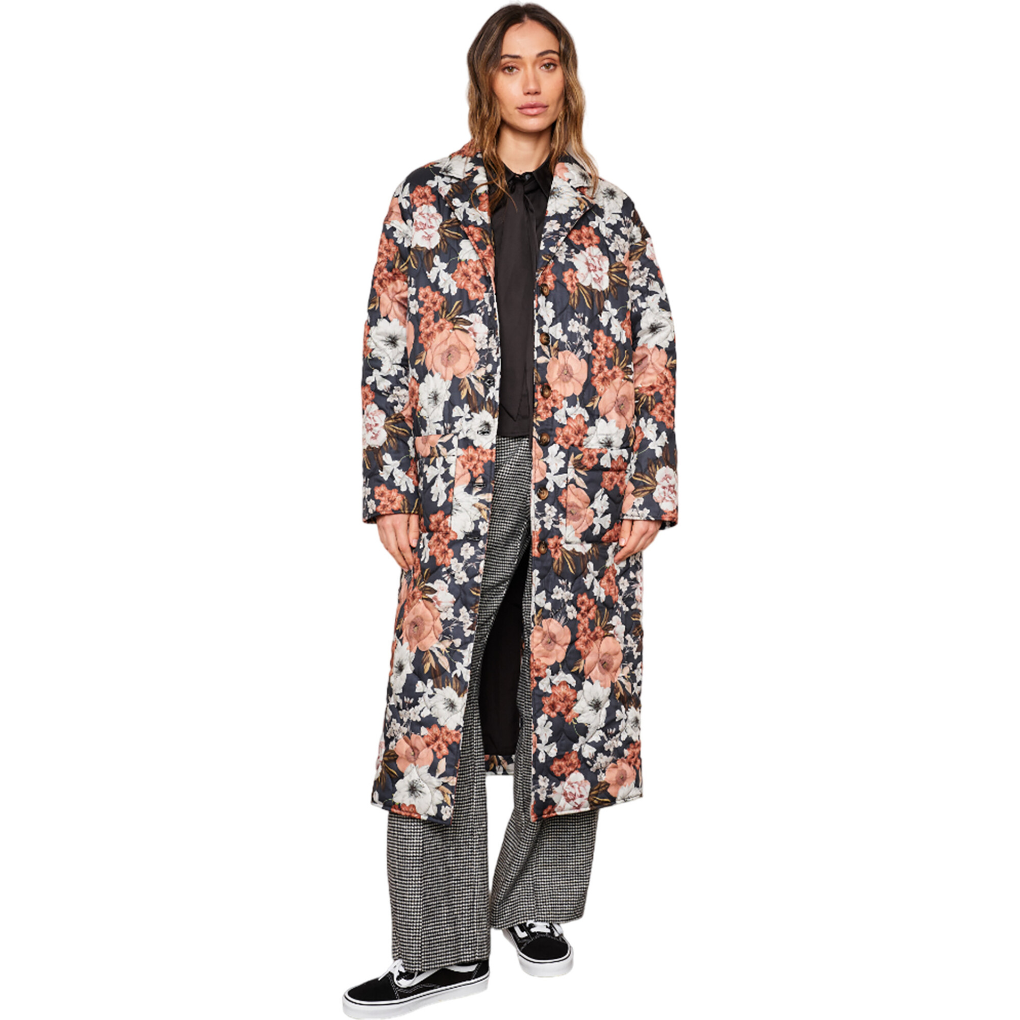 Women's Ginny Notched Collar Front Patch Pocket Button-Up Coat, Autumn Floral - Coats - 1