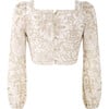 Makayla Floral Embroidered Long Sleeve Top, Cream - Blouses - 2