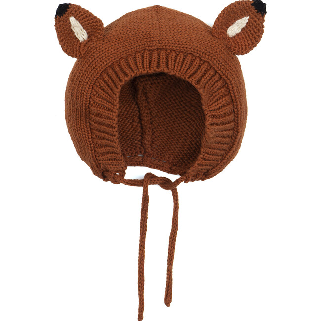 Knitted Fox Bonnet, Rust - Hats - 1