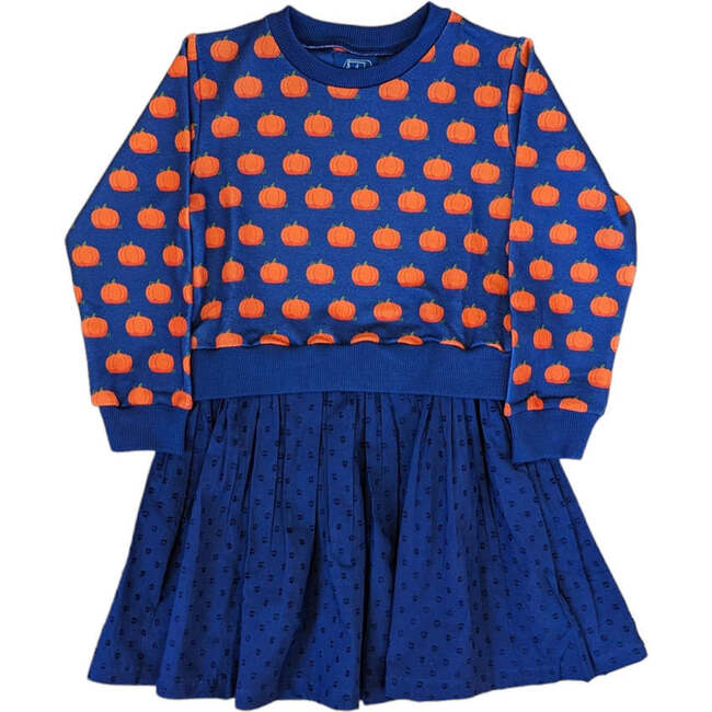 Pumpkin Patch Long Sleeve Sweatshirt And Twirl Skirt Dress, Blue