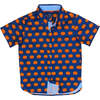 Pumpkin Patch Ribbon Trim Collar Short Sleeve Front Button Shirt, Blue - Shirts - 1 - thumbnail