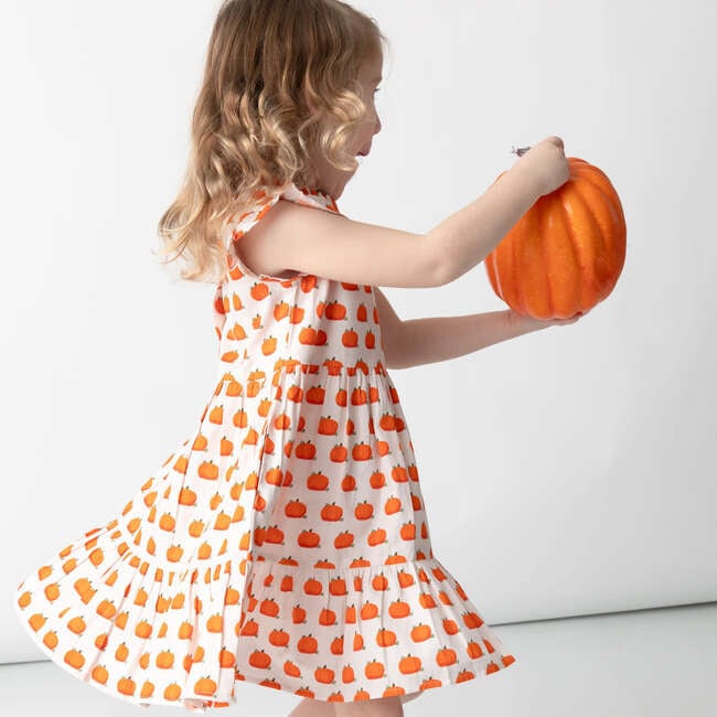 Pumpkin Patch Ruffle Neck Sleeveless Back Button Side Pocket Dress, Multicolors - Dresses - 3