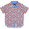 Delicious Apple Ribbon Trim Collar Short Sleeve Front Button Shirt, Red - Shirts - 1 - thumbnail