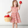 Delicious Apple Ruffle Neck Sleeveless Back Button Side Pocket Dress, Red - Dresses - 2