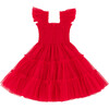 Tiny Ellie Tulle Smocked Ruffle Shoulder A-Line Skirt Nap Dress, Red - Dresses - 1 - thumbnail