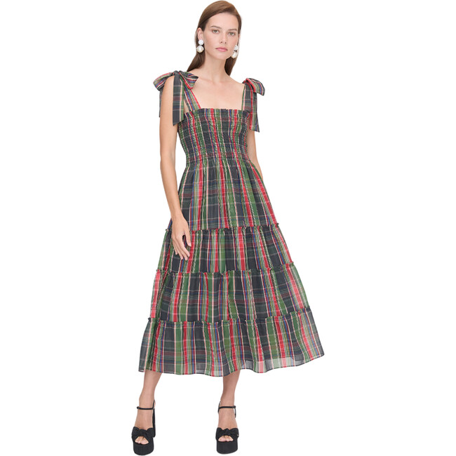 Women's Ellie Tartan Lamé Ribbon Tie Strap Tiered Skirt Nap Dress, Multicolors - Dresses - 2