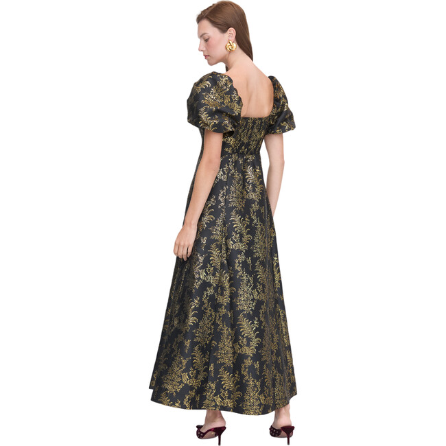 Women's Matilda Bird Brocade Empire Waist Full Skirt Dress, Black & Gold - Dresses - 2