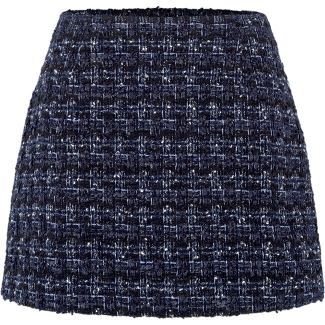 Women's Hallie Tweed High Waist Straight-Fit Mini Skirt, Black & Navy