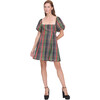 Women's Matilda Tartan Lamé Smocked Empire Waist Mini Dress, Multicolors - Dresses - 2