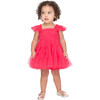 Baby Ellie Tulle Smocked Ruffle Shoulder A-Line Skirt Nap Dress, Red - Dresses - 2