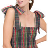 Women's Ellie Tartan Lamé Ribbon Tie Strap Tiered Skirt Nap Dress, Multicolors - Dresses - 4