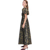 Women's Matilda Bird Brocade Empire Waist Full Skirt Dress, Black & Gold - Dresses - 3