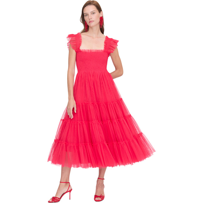 Women's Collector's Edition Ellie Tulle Ruffle Shoulder Full Skirt Nap Dress, Red - Dresses - 2