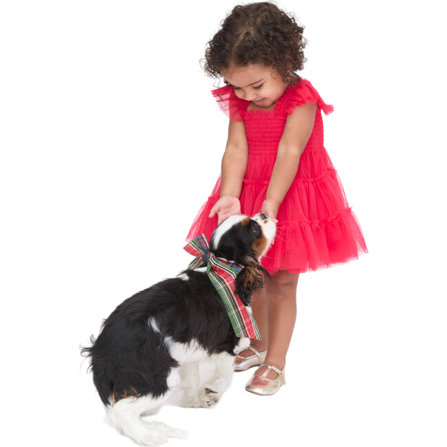 Baby Ellie Tulle Smocked Ruffle Shoulder A-Line Skirt Nap Dress, Red - Dresses - 3