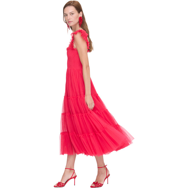 Women's Collector's Edition Ellie Tulle Ruffle Shoulder Full Skirt Nap Dress, Red - Dresses - 4