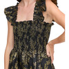 Women's Ellie Bird Brocade Ruffle Shoulder Tiered Skirt Nap Dress, Black & Gold - Dresses - 4