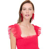 Women's Collector's Edition Ellie Tulle Ruffle Shoulder Full Skirt Nap Dress, Red - Dresses - 5