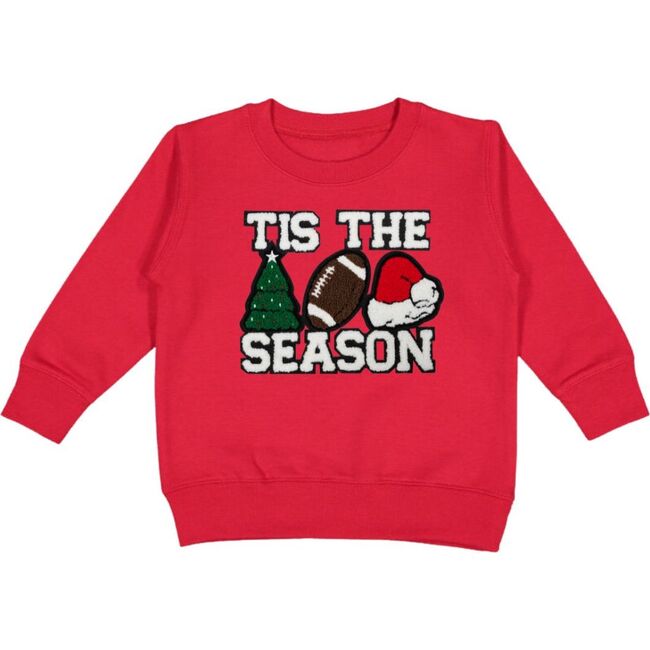 Tis The Season Patch Christmas Sweatshirt, Red - Sweatshirts - 1