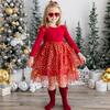 Scarlett Shimmer Christmas Long Sleeve Tutu Dress, Red - Dresses - 2