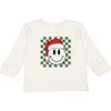 Santa Smiley Christmas Long Sleeve Shirt, Natural - Shirts - 1 - thumbnail