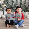 Santa Dino Monster Truck Christmas Long Sleeve Bodysuit, Grey - Onesies - 2