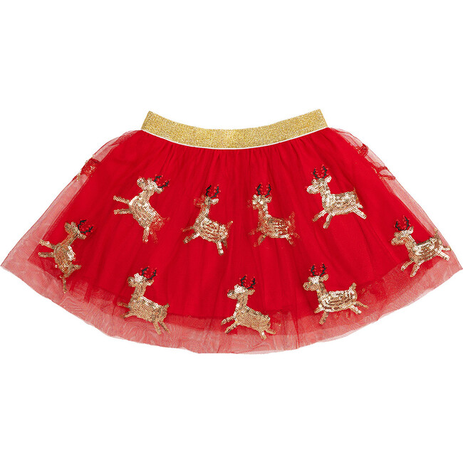 Reindeer Sequin Christmas Tutu, Red - Skirts - 1