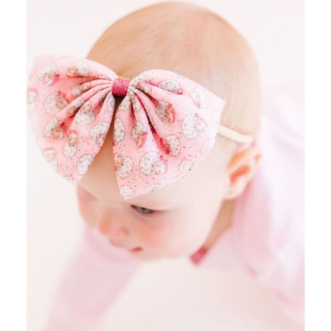 Retro Santa Christmas Tulle Bow Baby Headband, Pink - Hair Accessories - 4