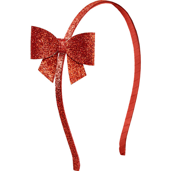 Red Glitter Christmas Bow Headband, Red