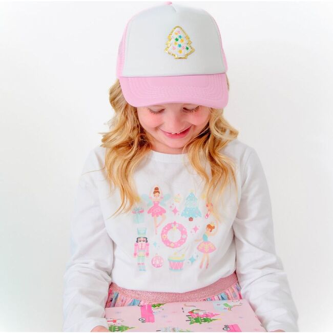 Pastel Christmas Tree Patch Trucker Hat, Pink - Hats - 2