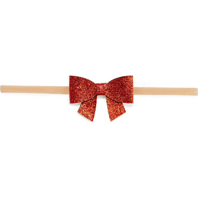 Red Glitter Christmas Bow Baby Headband, Red - Hair Accessories - 1