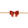 Red Glitter Christmas Bow Baby Headband, Red - Hair Accessories - 1 - thumbnail