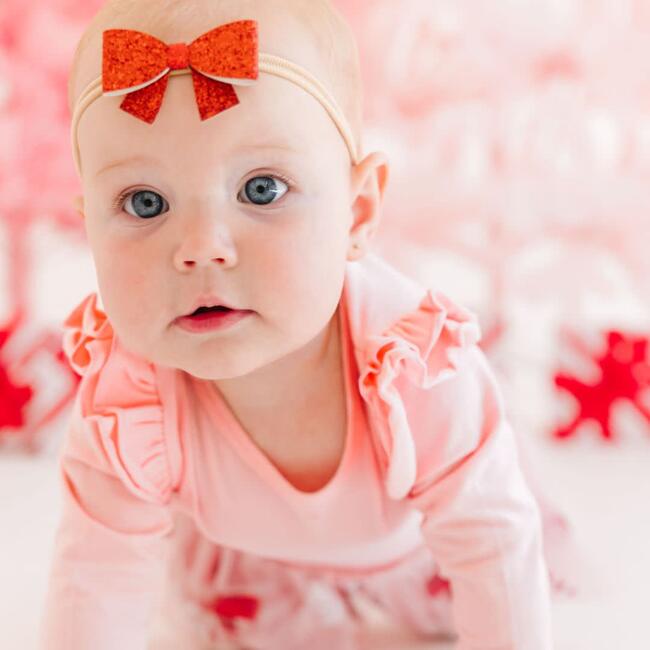 Red Glitter Christmas Bow Baby Headband, Red - Hair Accessories - 3